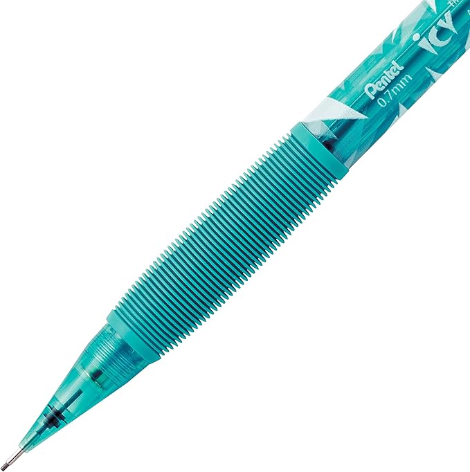 Pentel Icy Mechanical Pencil, 0.7mm, Tinted Teal Blue Barrel, Box of 12 (AL27TS)