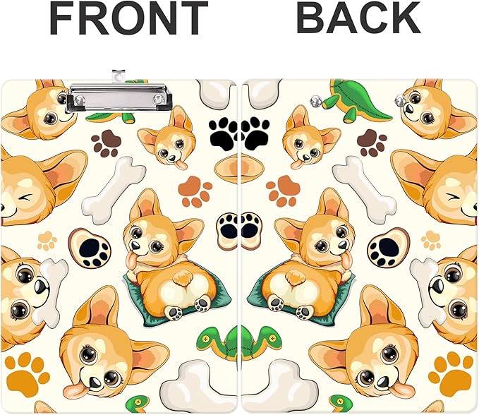 Fashion Clipboard, A4 Letter Size Wooden Decorative Clipboards for Teacher, Nurse, Doctor,Student and Kids, Cute Design for Standard Size 12.2" x 8.9"(C-Lovely Dogs)
