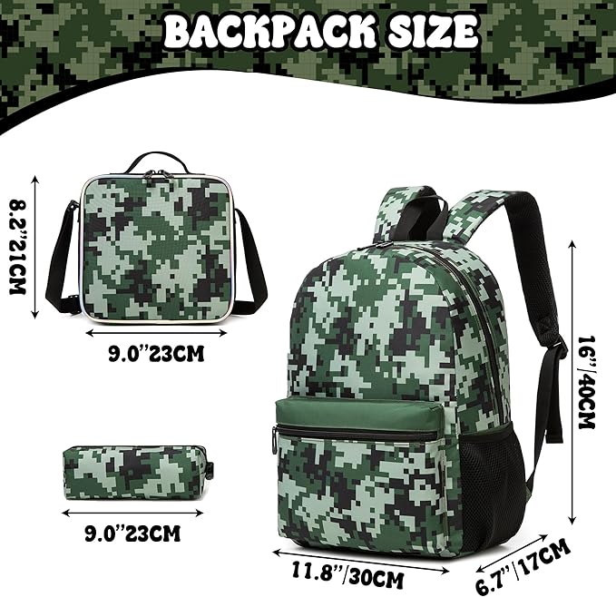 Backpack for School Boys Backpack with Lunch Box Pencil Case Kids Backpacks for School Boys Teens Elementary Middle Students