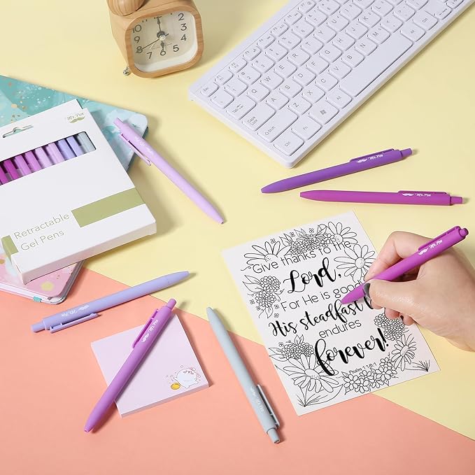 Mr. Pen- Retractable Gel Pens, 12 Pack, Black Ink, Lavender Legacy Barrel Gel Pens, Fine Point 0.5mm, Retractable Pens