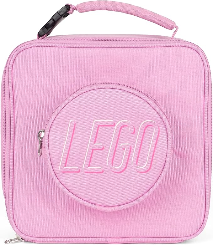 LEGO Lunch Bag, Durable and Insulated, with Mesh Pouch and Zip Compartment, Perfect for On-the-Go Meals, Light Pink