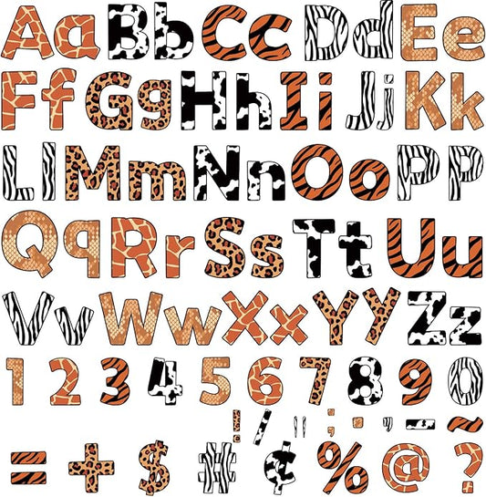 266 Pcs Letters Combo Pack Set Bulletin Board Letters Animal Prints Letters and Number Accents Bulletin Board Display Home School Decor