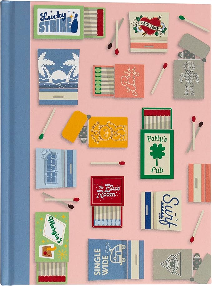Pearhead Blue Matchbook Hardcover Journal, 6x8 College-Ruled Lined Notebook, 200 Pages, Trendy Writing Journal for Work, School & Everyday Notes
