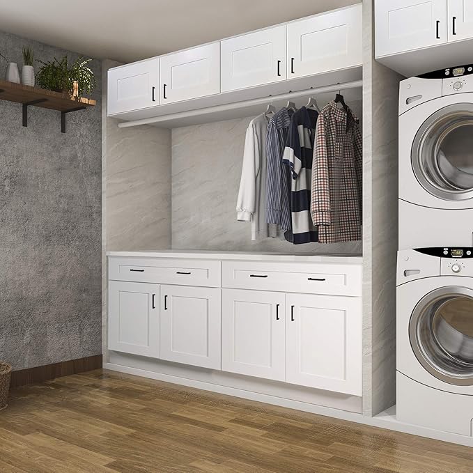Design House Brookings Shaker Unassembled Wall Kitchen Cabinet W3624, 36 W x 12 D x 24 H, Painted White, Solid Wood, Design House, 561613