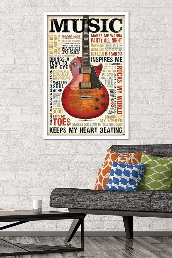 Trends International Music Inspires Me Wall Poster, 22.375" x 34", White Framed Version