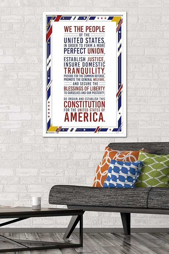 Trends International The United States Of America - Constitution Preamble Wall Poster, 22.375" x 34", White Framed Version