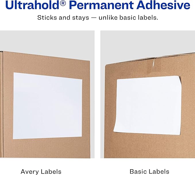 Avery Full-Sheet Printable Shipping Labels, 8.5" x 11" Customizable Stickers, White, 25 Blank Mailing Labels, Great for Mailing, Shipping, Organizing, and More (5265) (Pack of 5)