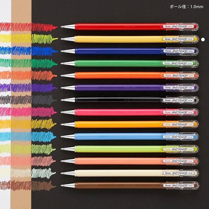 Pentel Matte Hop Yellow Color Ballpoint Pen, 10 Count K110-VG