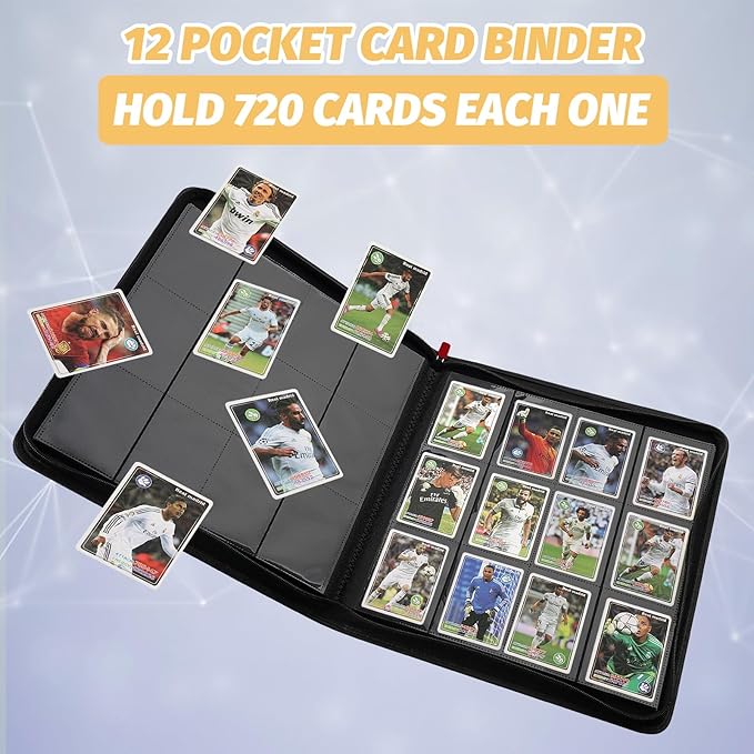 Trading Card Binder 12 Pocket, GERMUN PU Cover Card Binder for 720 Cards, Premium Trading Card Holder Folders, Double Sided Pocket Card Album for MTG, TCG (Red)