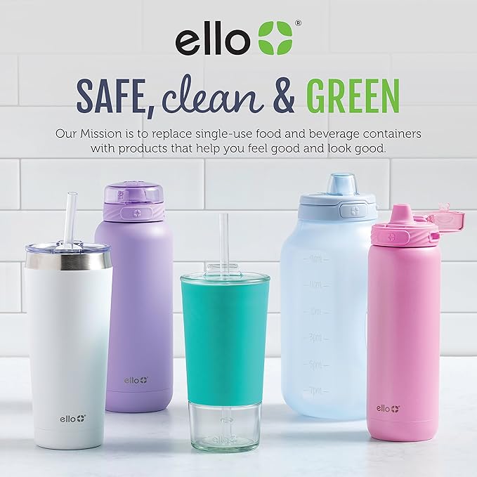 Ello Ellies 16oz Plastic Kids Water Bottle with Straw and Built-in Carrying Handle and Leak-Proof Locking Lid for School backpack, Lunchbox and Outdoor Sports, Dog