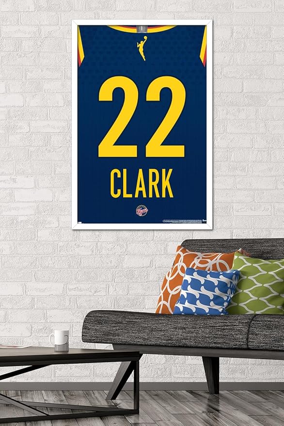 WNBA Indiana Fever - Caitlin Clark Jersey Wall Poster, 34L" x 22.4W", White Framed Version