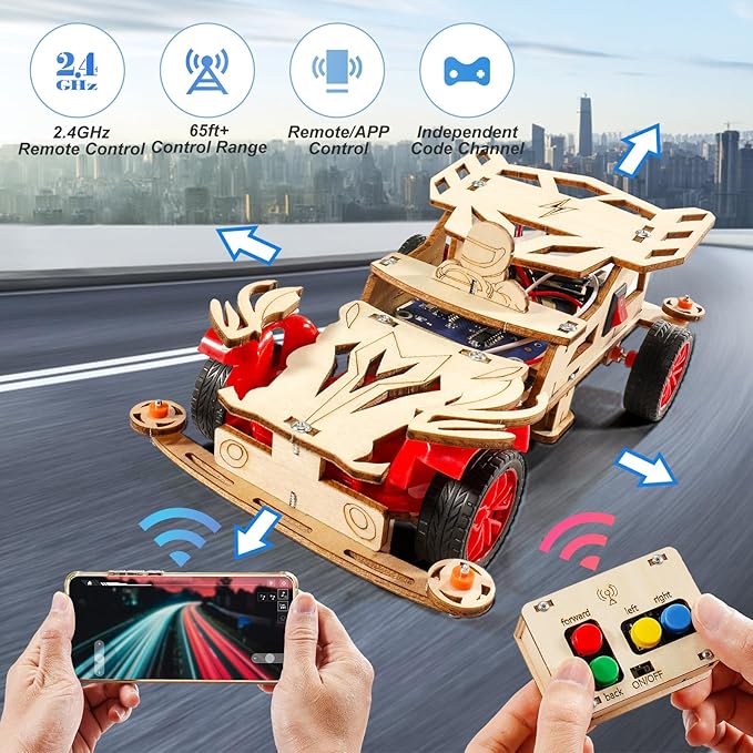 STEM Kits for Kids Age 8-10, STEM Toys for Boys 8-13, Remote Control Model Car Building Kits, Wood 3D Puzzles 8-12, Science Crafts Projects, Gifts for 8 9 10 11 12 13 14 Year Old Teen Boys Girls