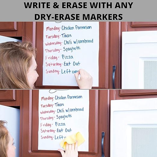 Kassa Reusable & Removable White Board Wallpaper | 1.4ft x 8ft Self Adhesive Dry Erase Contact Paper | 3 Markers & Eraser Cloth Included | for Home, Office, School & Kids Art & Decoration