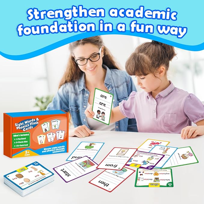 Sight Word Flash Cards Kindergarten, Sight Word Phonics Spelling Games, Preschool First Words Flashcards for Toddlers 3-5 Years, Learning to Read, Site Words Phonics Flash Cards Kindergarten
