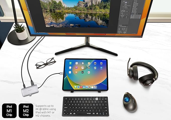 Kensington UH1400P 8-in-1 USB-C Hub with 85W Pass Through Charging Power Delivery, 4K 60Hz HDMI, Ethernet, MicroSD Card, 3 USB-A 3.2 for M1 /M2 Macbook Pro Air, HP, Lenovo, iPad Pro, Silver (K33820WW)