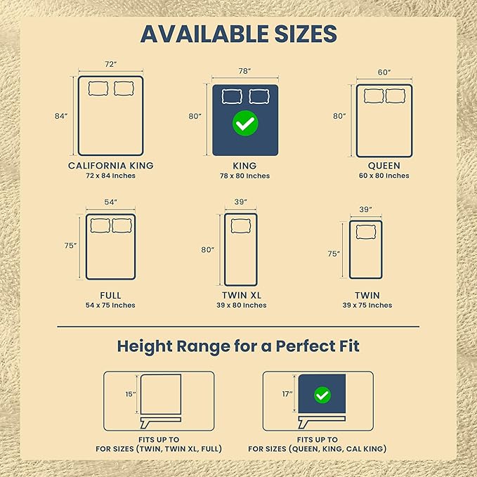 Utopia Bedding Waterproof Mattress Protector King Size, Premium 200 GSM Terry Mattress Cover, Soft & Breathable Bed Cover, Fitted Sheet Style with Stretchable Deep Pockets 17" (Beige)