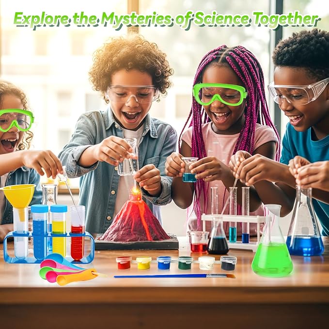 250+ Experiments Science Kits for Kids, STEM Activities Educational Science Kits Gifts with Chemistry Set, Erupting Volcano and Growing Crystal Tree (Science kit with 250+ Experiments)