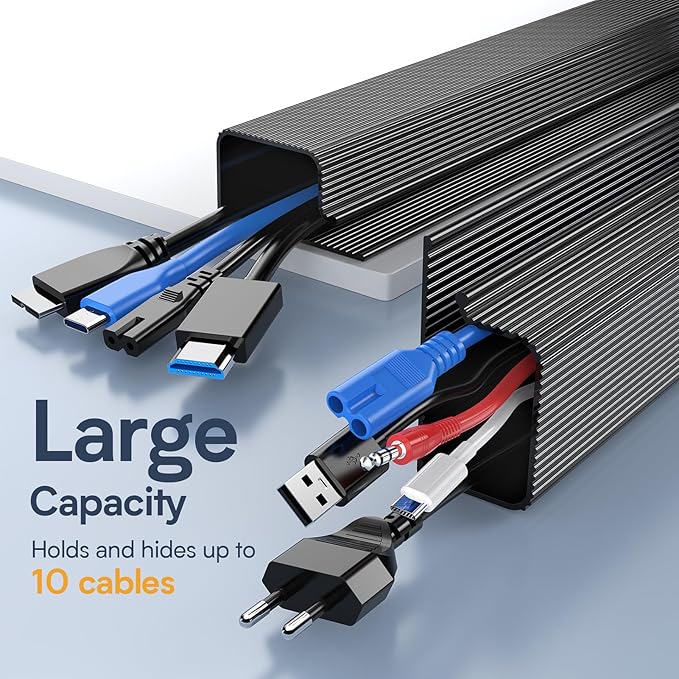 Delamu 6 Pack Safe & Tidy Cable Management Solution - Protect Kids & Pets with Home & Office Cable Management Under Desk, Cable Organizer, Cable Management Kit, Cord Organizer for Desk, 15.7in x 6