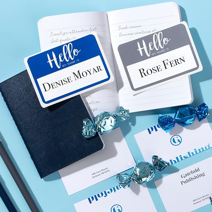 Avery Flexible Name Tags, Hello My Name is, 2-1/3" x 3-3/8", White, Assorted Colored Border, Removable Adhesive, Laser/Inkjet Printable, 120 Total (8722)