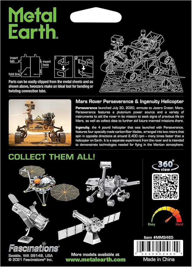 Fascinations Metal Earth Mars Rover Perseverance & Ingenuity Helicopter 3D Metal Model Kit