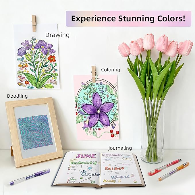 312 Pack Gel Pens for Adult Coloring Book, 156 Colors Artist Colored Pens with 156 Refills & Coloring Book, Glitter Gel Pen for Coloring Drawing Writing Doodle Journaling Planner Art Craft