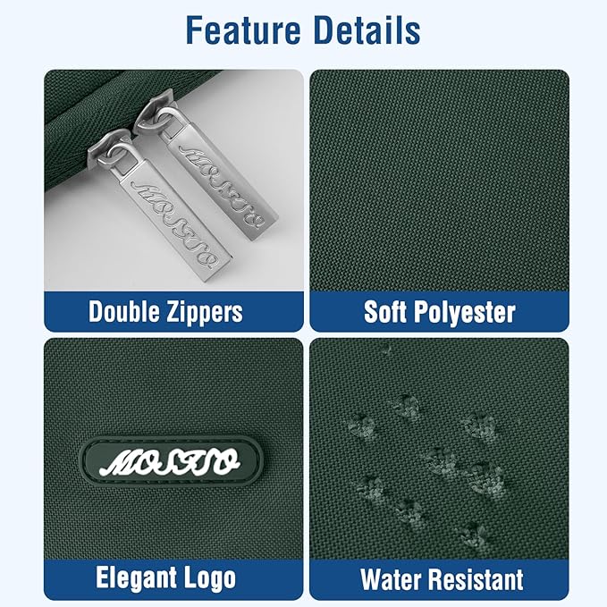 MOSISO Laptop Case 13.3 inch, 13-13.3 inch Laptop Sleeve Compatible with MacBook Air/Pro 13/Pro 14 M5 M4 M3 M2 M1, HP Dell ASUS Lenovo,Polyester Vertical Computer Sleeve Bag with Pocket,Midnight Green
