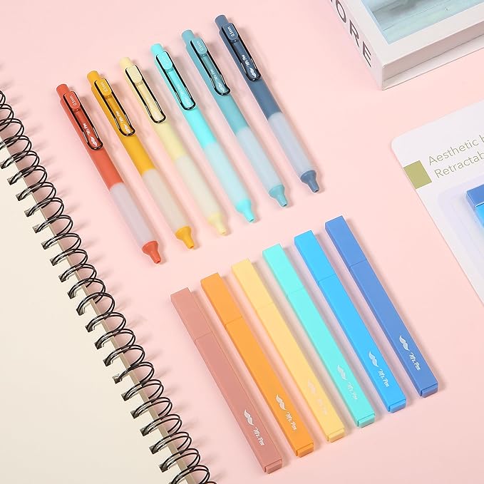 Mr. Pen- Aesthetic Highlighters and Gel Pens, 12 Pack, Assorted Colors, Bible No Bleed, Black Ink, Highlighter for Bibles