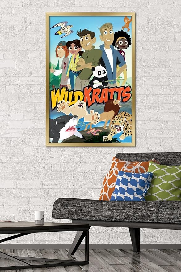Wild Kratts - Group Wall Poster, 34L" x 22.4W", Gold Framed Version