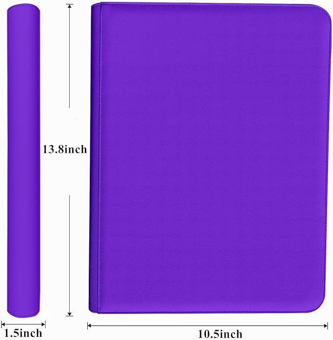 9-Pocket Zippered Trading Card Binder, 864 Pockets Double-Sided Side-Loading Card Organizer Album, PU Leather Card Holder Protector for MTG, TCG, Sports Cards (Purple)
