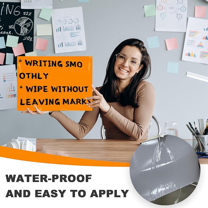 Dry Erase Board Sticker- Whiteboard Stickers-8.3''x11.7'' Removable Dry Erase Sheets- Fridge Dry Erase Paper for Wall/Desk/Refrigerator/Door/Locker/Home/Office/Classroom (Orange-2Pcs)
