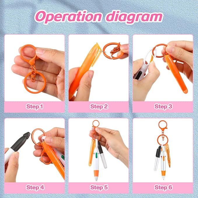 Sabary Mini Highlighter Nurse Pen Pack Set Nurse Pens for Badge Include Pink and Purple Tip Highlighter 2 Permanent Marker and 2 Retractable Ball with 2 Keychain Clip(Pink, Orange)