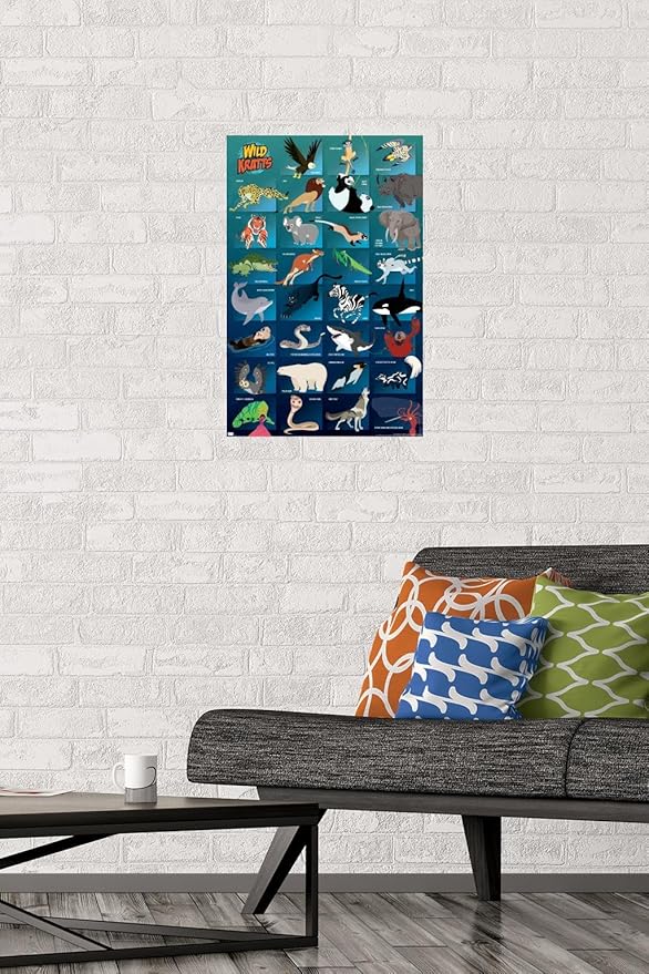 Wild Kratts - Grid Wall Poster, 22.4L" x 14.7W", Premium Poster & Mount Bundle