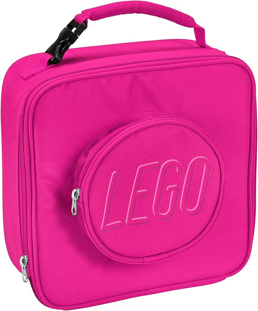 LEGO Lunch Bag, Durable and Insulated, with Mesh Pouch and Zip Compartment, Perfect for On-the-Go Meals, Pink