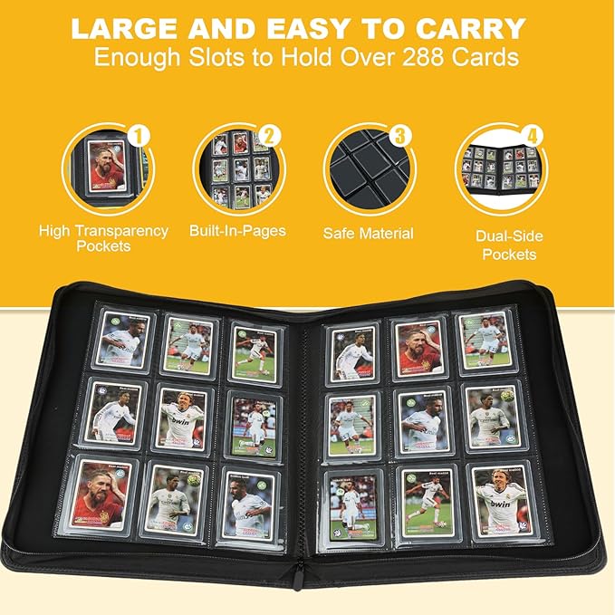 Toploader Binder,Toploader Hard Cases, 9-Pocket Pages Sleeves Hold up 288 Cards.Toploader Card Binder with Sleeves for “3×4” rigid，Card Holder(Grass Green)