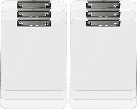 Trade Quest Plastic Clipboard Transparent Color Letter Size Low Profile Clip (Pack of 6) (Clear)