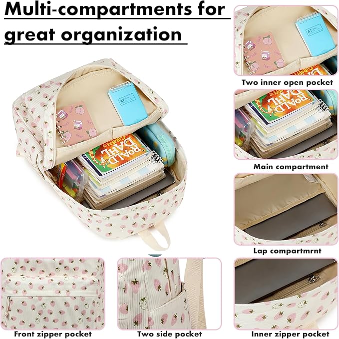 Bluboon School Backpack Set Girls Womens Laptop Bookbag Casual Daypack Fits 15 inch Laptop with Lunch Tote Bag and Pencil Bag