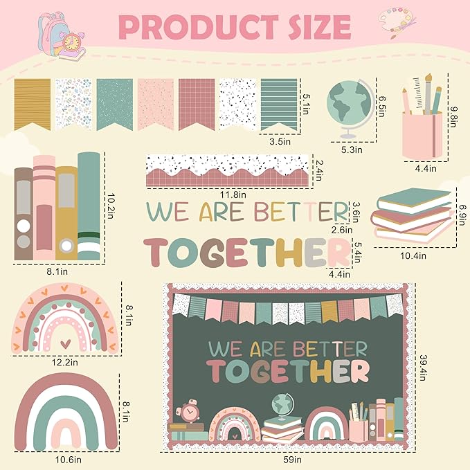 Classroom Bulletin Board Decorations Set, Welcome Classroom Bulletin Wall Decor, Boho Classroom Decorations for Bulletin Boards, Blackboards and Classroom Walls