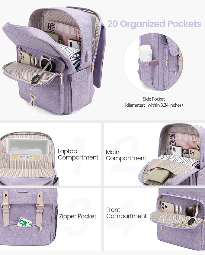 LOVEVOOK Laptop Backpack Purse for Women Fashion Vintage Computer Backpack 15.6 Inch Large Teacher Nurse Backpack Casual Daypack for Travel Business Work College