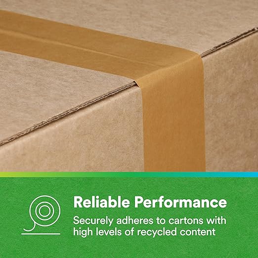 3M Scotch Performance Paper Box Sealing Tape 570, Brown, 2.8" x 547 yd (72 mm x 500 m), 1 Roll, Recycle-Compatible, Great for Packaging, Shipping, and Moving