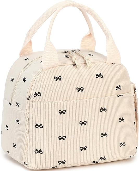 LEDAOU Lunch Box for Women Insulated Lunch Bag Corduroy Lunch Tote Bags Leakproof Cooler Lunch Case for Travel Work Picnic