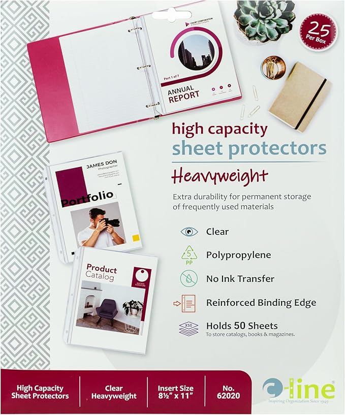 C-Line High Capacity Polypropylene Sheet Protectors, Clear, 50", 11 x 8.5, 25/BX