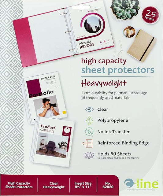C-Line High Capacity Polypropylene Sheet Protectors, Clear, 50", 11 x 8.5, 25/BX