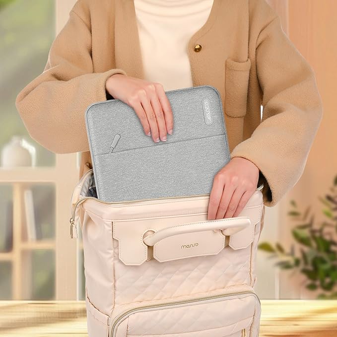 MOSISO Laptop Case 16 inch, 15-15.6 inch Laptop Sleeve Compatible with MacBook Pro 16 M4 M3 M2 M1, HP Acer Dell Lenovo ASUS Notebook, Polyester Vertical Computer Sleeve Bag with Pocket, Gray