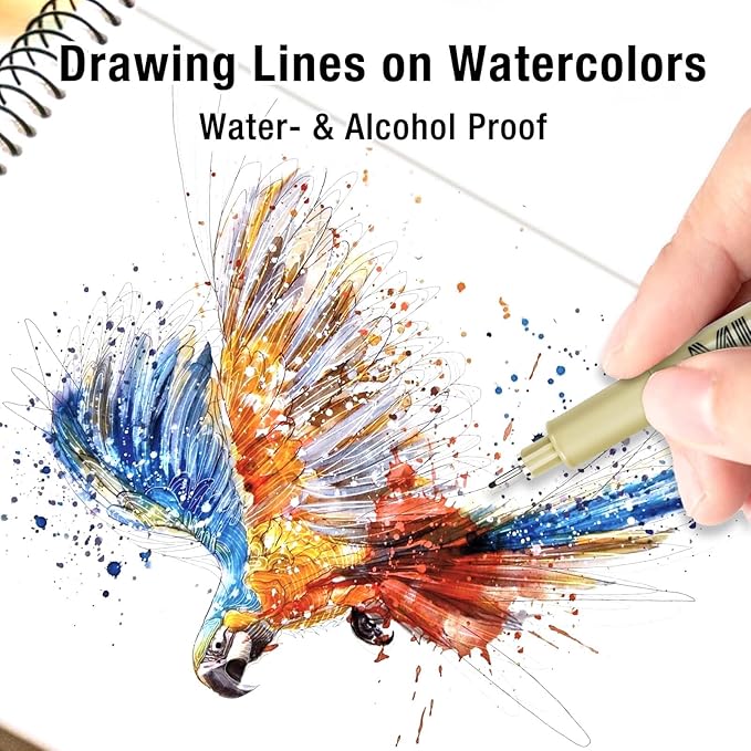 KERIFI 05 Micro Fineliner Drawing Art Pens: 12 Colors 0.45mm Multiliner Fine Liner Pens, Fine Point No Bleed Waterproof Archival Ink Pen Set for Bible Journal Watercolor Zentangle Kit Stuff Supplies