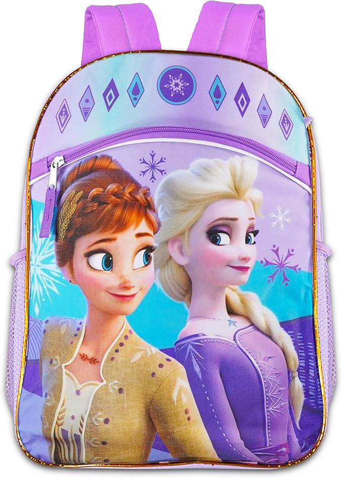 Disney Frozen Backpack for Girls - Bundle with 16" Elsa and Anna School Bag and Insulated Lunch Tote Frozen Backpack Set for Kids