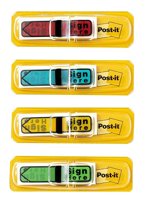Post-it : Arrow Flags, "Sign Here", 4 Colors with Dispensers, 120 per Pack -:- Sold as 2 Packs of - 120 - / - Total of 240 Each