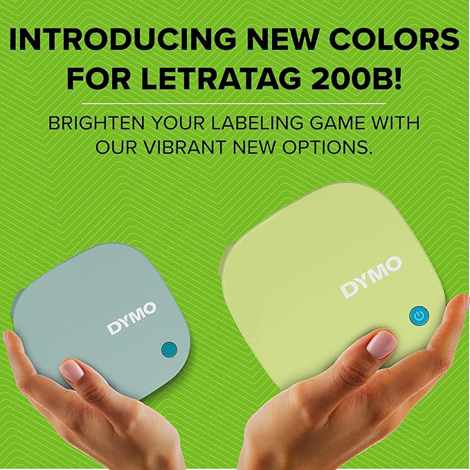 DYMO LetraTag 200B Bluetooth Label Maker, Compact Label Printer, Connects Through Bluetooth Wireless Technology to iOS and Android, Includes 1 White Paper Label Tape, Daydream Blue