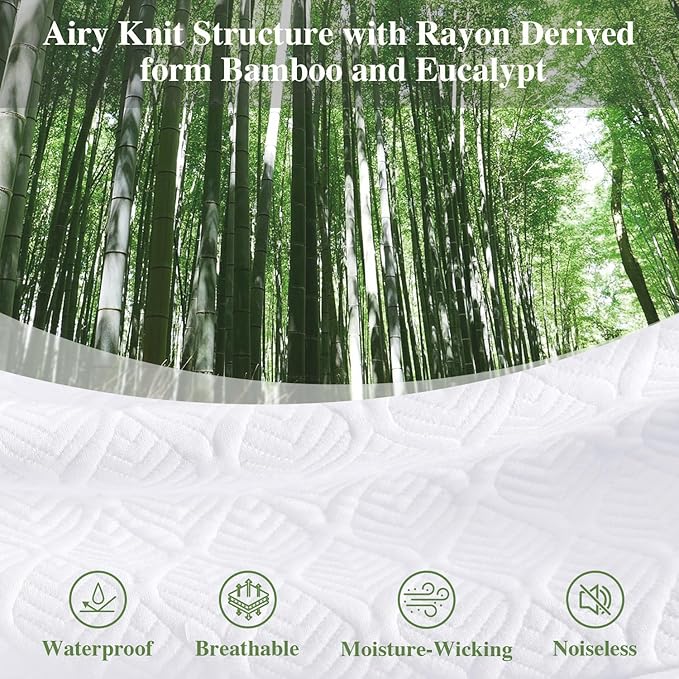 Twin Size Waterproof Mattress Protector Cooling Mattress Pad Mattress Cover, Extremely Cozy Bed Cover 3D Air Fabric Smooth Soft Noiseless Washable, 5''-18'' Deep Pocket