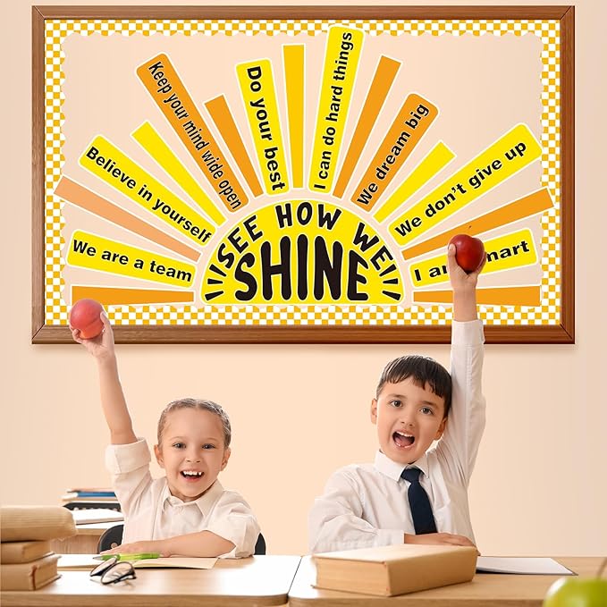 Summer Bulletin Board Set Classroom Affirmation Station Sunshine Decorations, Motivational Positive Wall Decor, Growth Mindset Mental Health Posters for Teachers School Supplies