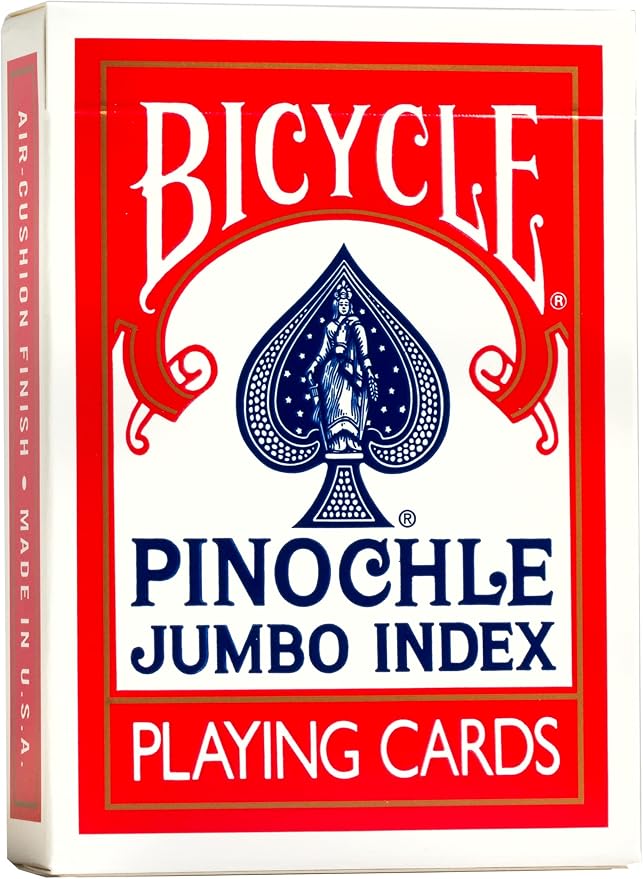 Bicycle Jumbo Pinochle Playing Cards - Large Print Easy to Read Numbers Suits Deck of Cards - Pinochle Deck